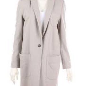 Luxury Brand  Women's Gray Linen Blend Coat